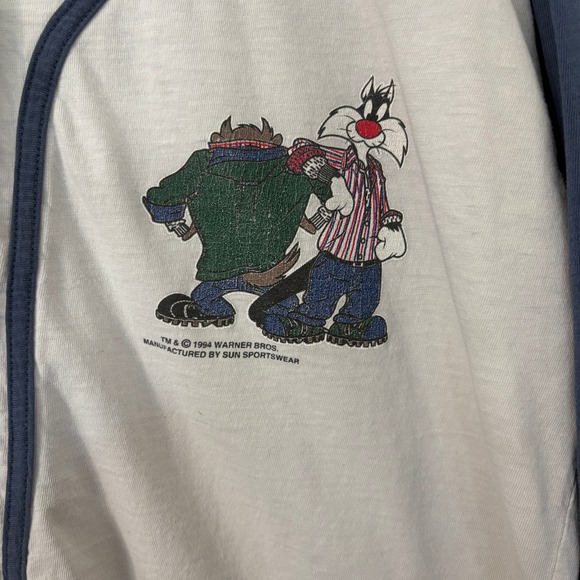 Wagner Bros Looney Tunes Sylvester Taz Baseball Jersey Shirt Large Vintage - Picture 2 of 8